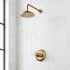 Signature Hardware Marceau Dual Control Pressure Balanced Shower System with Shower Head, Cross Handles, Shower Arm, and Valve Trim - Rough-In Valve Included Aged Brass