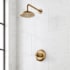 Signature Hardware Marceau Dual Control Pressure Balanced Shower System with Shower Head, Lever Handles, Shower Arm, and Valve Trim - Rough-In Valve Included Aged Brass