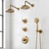 Signature Hardware Marceau Thermostatic Shower System with Dual Shower Heads, Cross Handles, Hand Shower, Shower Arm, Hose, and Valve Trim - Rough-In Valve Included Aged Brass