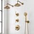 Signature Hardware Marceau Thermostatic Shower System with Dual Shower Heads, Lever Handles, Hand Shower, Shower Arm, Hose, and Valve Trim - Rough-In Valve Included Aged Brass