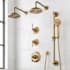 Signature Hardware Marceau Thermostatic Shower System with Dual Shower Heads, Lever Handles, Slide Bar, Hand Shower, Shower Arm, Hose, and Valve Trim - Rough-In Valve Included Aged Brass