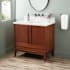 Signature Hardware Sybill 36" Freestanding Mahogany Single Basin Vanity Set with Cabinet, Vanity Top, and Rectangular Porcelain Sink - No Faucet Holes Washed Walnut / Arctic White