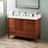 Signature Hardware Sybill 48" Freestanding Mahogany Single Basin Vanity Set with Cabinet, Vanity Top, and Oval Porcelain Sink - 8" Faucet Holes Washed Walnut / Arctic White