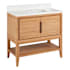 Signature Hardware Aliso 36" Console Teak Single Basin Vanity Set with Cabinet, Vanity Top, and Rectangular Undermount Sink - 8" Faucet Holes Natural Teak / Arctic White