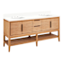 Signature Hardware Aliso 72" Console Teak Double Basin Vanity Set with Cabinet, Vanity Top, and Rectangular Undermount Sinks - 8" Faucet Holes Natural Teak / Arctic White