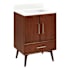 Signature Hardware Novak 24" Single Vanity Set with Mahogany Cabinet and Rectangular Porcelain Sink - No Faucet Holes True Walnut / Arctic White