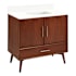 Signature Hardware Novak 36" Single Vanity Set with Mahogany Cabinet and Rectangular Porcelain Sink - No Faucet Holes True Walnut / Arctic White