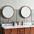Signature Hardware Novak 24" Diameter Circular Flat Framed Wall Mounted Bathroom Mirror - Pack of Two True Walnut