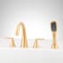 Signature Hardware Provincetown 4-Hole Roman Tub Faucet and Hand Shower - Brushed Gold Brushed Gold
