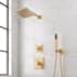 Signature Hardware Hibiscus Pressure Balanced Shower System with Shower Head, Hand Shower, Shower Arm, Hose, and Valve Trim - 2 Levers Brushed Gold