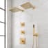 Signature Hardware Hibiscus Thermostatic Shower System with Dual Shower Heads, Hand Shower, Shower Arm, Hose, and Valve Trim Brushed Gold