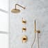Signature Hardware Lexia Thermostatic Shower System with Rainfall Shower Head, Hand Shower, Shower Arm, Hose, and Valve Trim - Rough-In Valve Included Brushed Gold