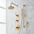 Signature Hardware Lexia Thermostatic Shower System with Rainfall Shower Head, Hand Shower, Slide Bar, Shower Arm, Hose, and Valve Trim - Rough-In Valve Included Brushed Gold