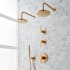 Signature Hardware Lexia Thermostatic Shower System with Dual Rainfall Shower Heads, Hand Shower, Shower Arm, Hose, and Valve Trim - Rough-In Valve Included Brushed Gold