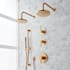 Signature Hardware Lexia Thermostatic Shower System with Dual Rainfall Shower Heads, Hand Shower, Slide Bar, Shower Arm, Hose, and Valve Trim - Rough-In Valve Included Brushed Gold