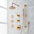 Signature Hardware Lexia Thermostatic Shower System with Rainfall Shower Head, Slide Bar, Hand Shower, Hose, Valve Trim, 3 Bodysprays and Diverter - Rough-In Valve Included Brushed Gold