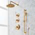 Signature Hardware Elita Thermostatic Shower System with Rainfall Shower Head, Hand Shower, Slide Bar, Shower Arm, Hose, and Valve Trim - Rough-In Valve Included Brushed Gold