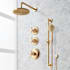 Signature Hardware Elita Thermostatic Shower System with Rainfall Shower Head, Hand Shower, Slide Bar, Shower Arm, Hose, and Valve Trim - Rough-In Valve Included Brushed Gold