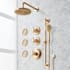 Signature Hardware Elita Thermostatic Shower System with Rainfall Shower Head, Hand Shower, Slide Bar, Bodysprays, Shower Arm, Hose, and Valve Trim - Rough-In Valve Included Brushed Gold