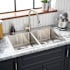Signature Hardware Ortega 33" Drop In / Undermount 50/50 Double Basin Stainless Steel Kitchen Sink with Single Faucet Hole Stainless Steel