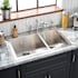 Signature Hardware Sitka 33" Drop In or Undermount 60/40 Double Basin Stainless Steel 4-Hole Kitchen Sink Stainless Steel