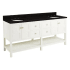 Signature Hardware Olsen 72" Free Standing Double Vanity Set with Cabinet, Granite, Marble or Quartz Vanity Top, and Oval Undermount Sinks - 8" Faucet Holes White / Absolute Black
