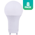 Simply Conserve Pack of (8) 9 Watt Dimmable A19 GU24 LED Bulbs - 800 Lumens, 3000K, and 90CRI White