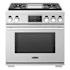 SKS 36 Inch Wide 6.3 Cu. Ft. Free Standing Dual Fuel Range with Porcelain Surface and Griddle Stainless Steel