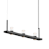 Sonneman Intervals 49" Wide Pillar Candle Linear Chandelier Satin Black / Clear Glass