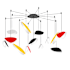 Sonneman Papillons 13 Light 58" Wide LED Suspension Multi Light Pendant with Black, Red, and Yellow Shades Satin Black