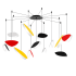 Sonneman Papillons 13 Light 58" Wide LED Suspension Multi Light Pendant with Black, Red, and Yellow Shades Satin Black