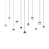 Sonneman Grapes 11 Light 37" Wide LED Suspension Linear Pendant Brass