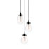Sonneman Chelsea 3 Light Pendant with Clear Shade Satin Black