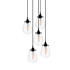 Sonneman Chelsea 5 Light Pendant with Clear Shade Satin Black