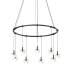 Sonneman Suspenders LED Single Ring Multi Light Pendant Satin Black / CL03 - Half-Etched Sphere