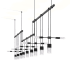 Sonneman Suspenders LED 3-Bar Offset Linear Pendant Satin Black / SC01 - Crystal Chiclet Cluster
