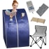 SteamSpa Portable 1-Person Home Sauna Infrared Heating with Digital Control, Heated Foot Pad and Foldable Chair Royal Blue