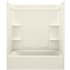 Sterling Ensemble 60" Vikrell Alcove Bath/Shower Module with Right Drain, Soaking Tub, 3 Walls with Backer Boards, and 4 Shelves Biscuit