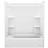 Sterling Ensemble 60" Vikrell Alcove Bath/Shower Module with Right Above-Floor Drain, Soaking Tub, 3 Walls with Backer Boards, and 4 Shelves White