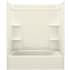 Sterling Ensemble 60" Vikrell Alcove Bath/Shower Module with Left Drain, Soaking Tub, 3 Walls, and 4 Shelves Biscuit