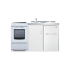Summit 60 Inch Wide Kitchenette with Radiant Burner Electric Cooktop, Sink, and Faucet White