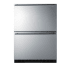 Summit 24 Inch Wide 3.32 Cu. Ft. Outdoor Rated Refrigerator Drawers with Freezer and ADA Design Stainless Steel