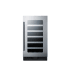 Summit 18 Inch Wide 29 Bottle Capacity Free Standing Wine Cooler with LED Lighting and Door Alarm Black / Stainless Steel