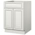 Sunny Wood Sanibel 24" Wide x 34-1/2" Tall Double Door Base Cabinet with Single Dovetail Drawer and Soft Close Slides Off White with Charcoal Glaze