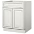 Sunny Wood Sanibel 27" Wide x 34-1/2" Tall Double Door Base Cabinet with Single Dovetail Drawer and Soft Close Slides Off White with Charcoal Glaze