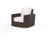Sunset West Montecito 35" Wide Resin Wicker, Sunbrella Outdoor Accent Arm Chair Cognac / Canvas Flax