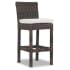 Sunset West Montecito 21" Wide Resin Wicker, Sunbrella Outdoor Counter Stool Cognac / Canvas Flax