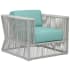 Sunset West Miami 35" Wide Aluminum, Olefin Rope Framed Sunbrella Outdoor Accent Arm Chair Frost / Dupione Celeste