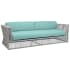 Sunset West Miami 35" Wide Aluminum, Rope Framed Sunbrella Outdoor Standard Sofa Frost / Dupione Celeste