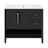 Swiss Madison Chateau 37" Free Standing Single Basin Vanity Set with Cabinet and Ceramic Vanity Top Black Oak